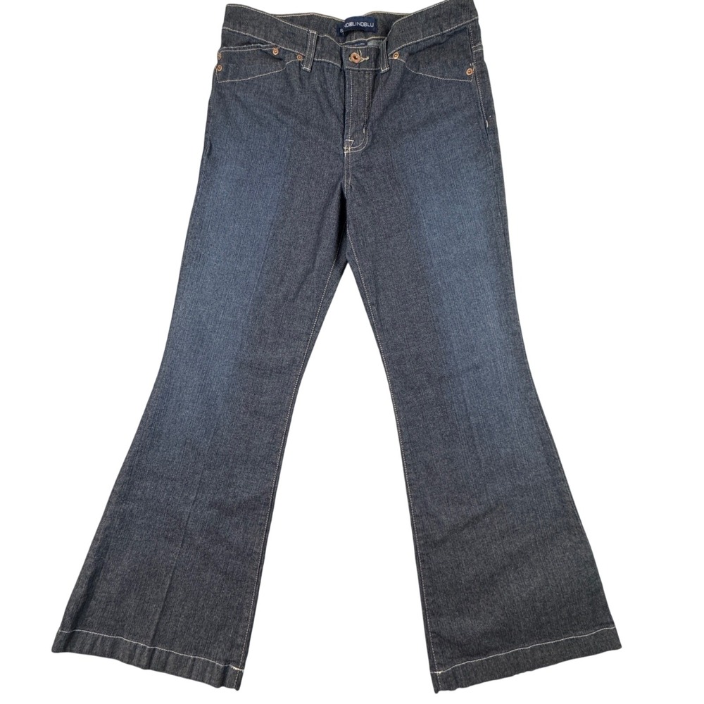Bandolino Blu Womens Denim‎ Jeans Petite 10 Flared Bootcut Embroidered Pockets